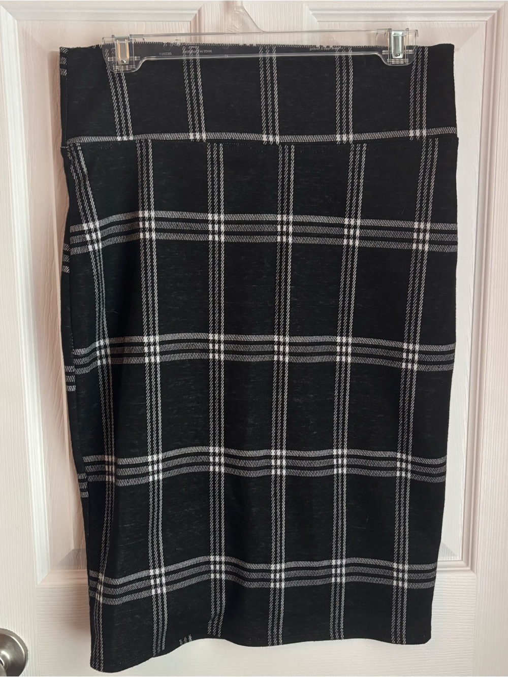 Women's XL Black and White Plaid Pencil Skirt